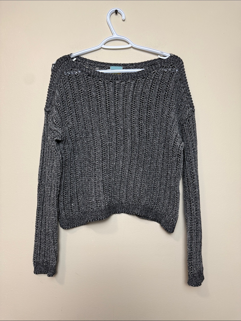 C&C California Charcoal Ribbed Crewneck Sweater size L